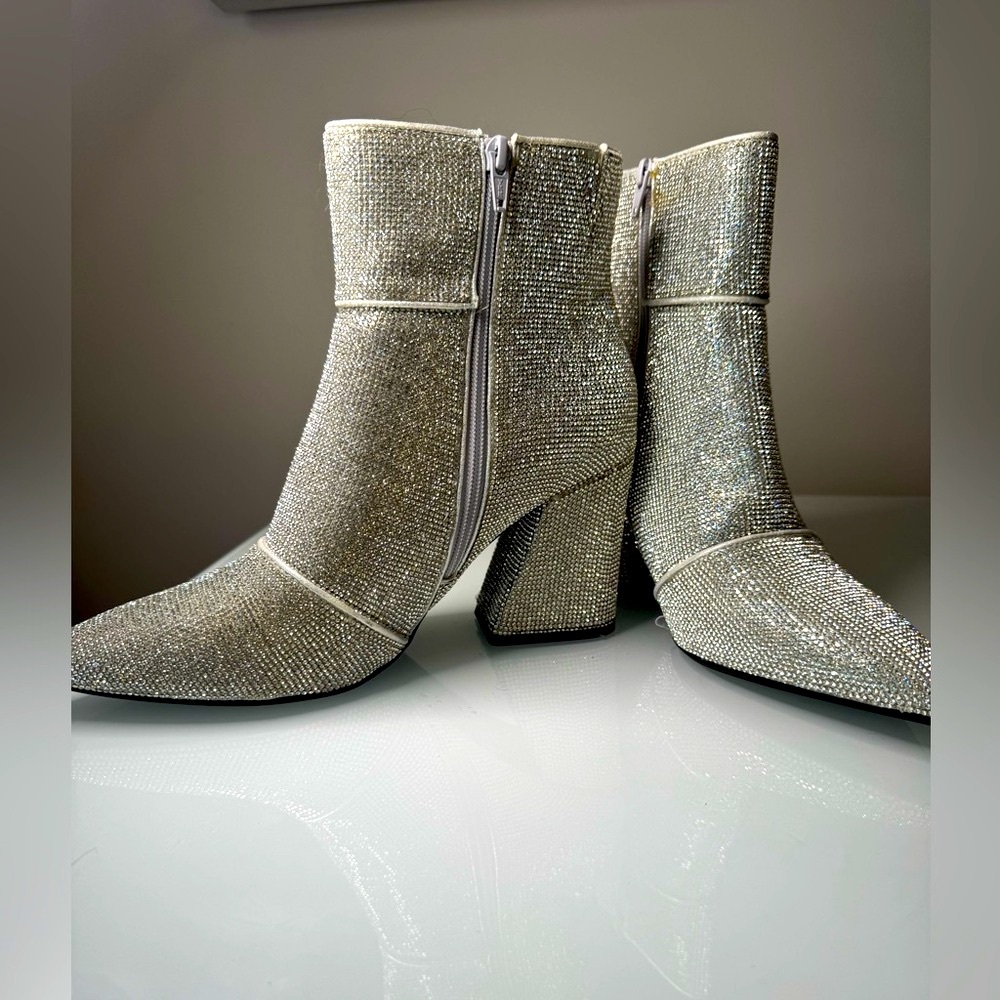 Target Silver Rhinestone Heeled Boots - Picture 2 of 6